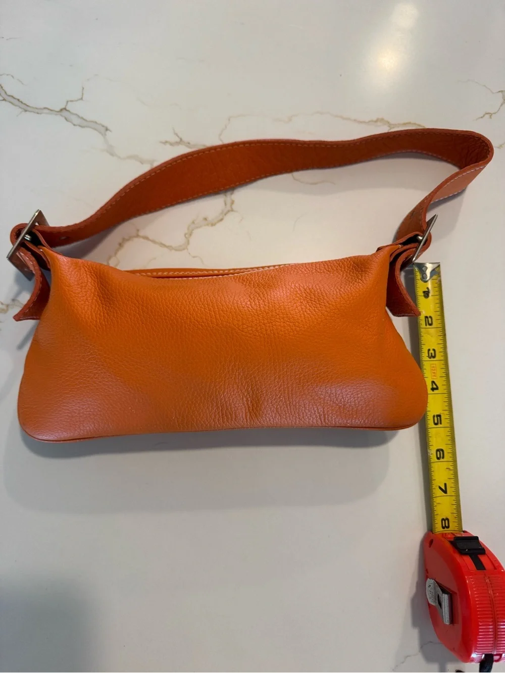 Vera Pelle Orange Leather Shoulder Bag - Picture 6 of 11
